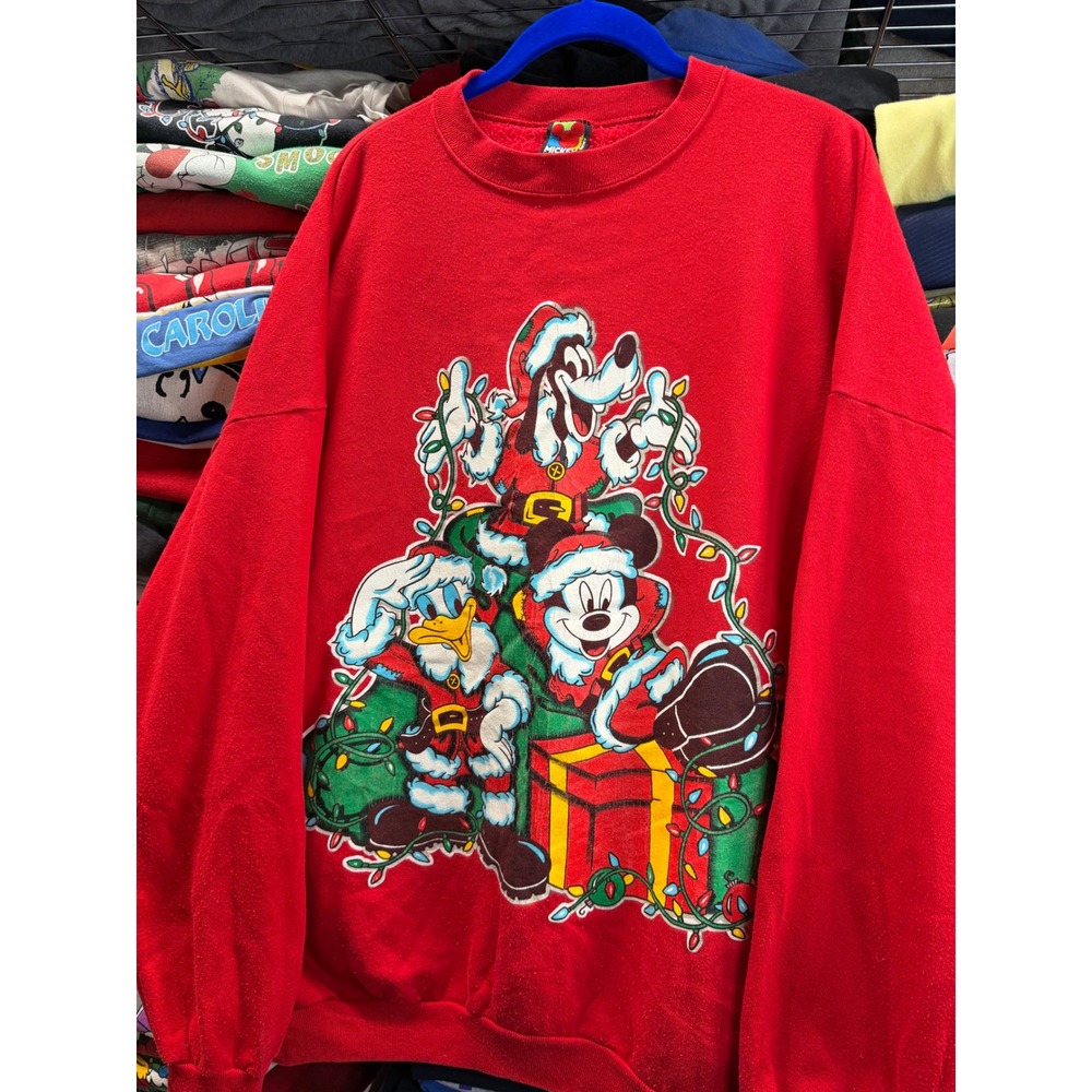 Vintage Mickey Unlimited Jerry Leigh Christmas Sweatshirt Red Mens 3X OSFA 6636